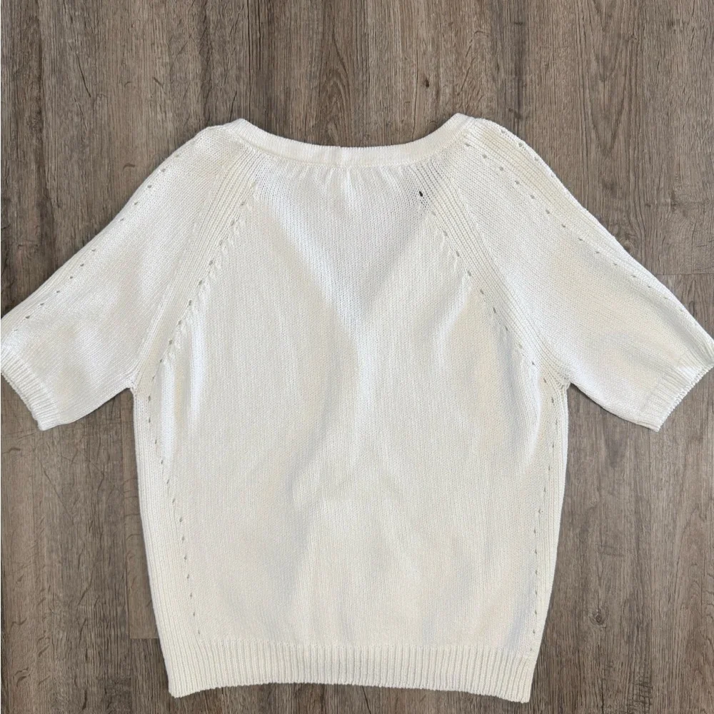 St. John Sport • V-Neck Short Sleeve Knit Cardigan - Picture 8 of 12